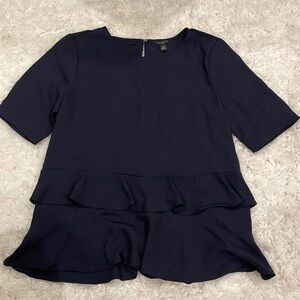 Ann Taylor Flowy Navy Blouse